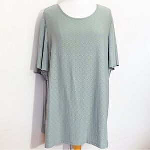 BloomChic Sage Green Short Sleeve Pointelle Textured Knit Tunic Top 3X